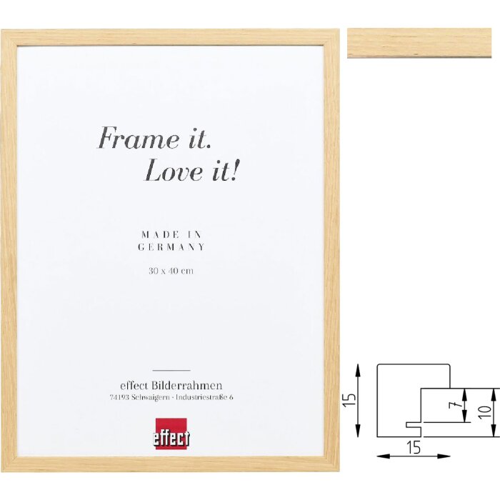 Effect Ramka Drewniana Profil 70 – Dębowe ramki z szkłem muzealnym, naturalnym wykończeniem i wieloma rozmiarami