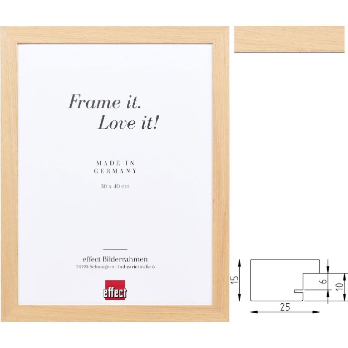 Ramka drewniana Effect Profil 71, dębowo-płytowa, z szkłem muzealnym i innych wersji