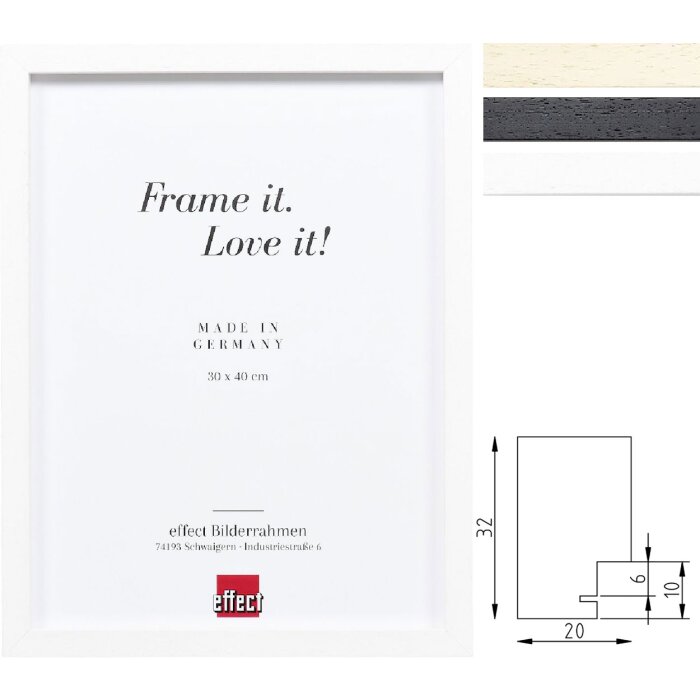 Ramka na zdjęcia Effect Profil 74 – drewniana, z efektem głębi, w kolorach biały, czarny, naturalny, wiele rozmiarów i szkła