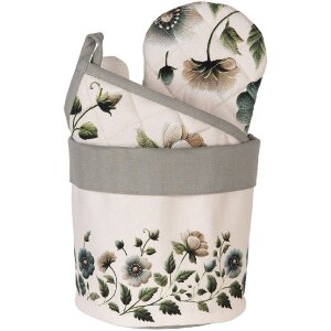 Wózeczek na chleb Clayre & Eef GTB50, beżowo-zielony, Ø 15x16 cm