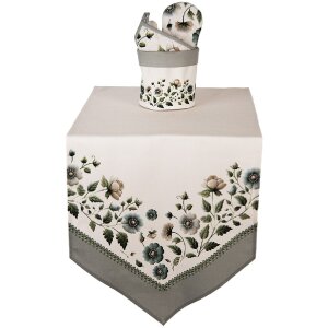 Wózeczek na chleb Clayre & Eef GTB50, beżowo-zielony, Ø 15x16 cm