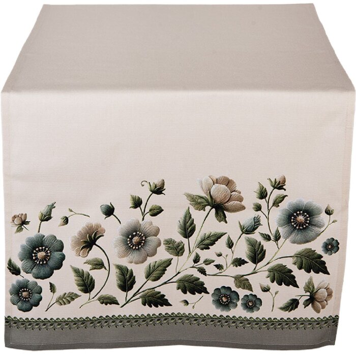 Podłokietnik stołowy Clayre & Eef GTB64 50x140 cm, beżowo-zielony