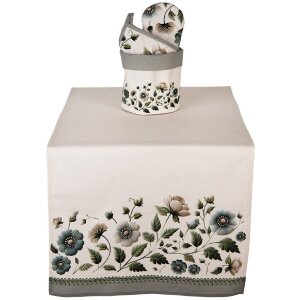 Podłokietnik stołowy Clayre & Eef GTB64 50x140 cm, beżowo-zielony