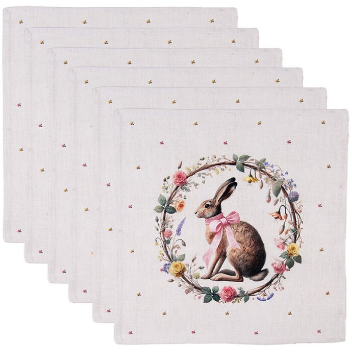 Chusteczki stołowe Clayre & Eef, 6 szt., beżowo-brąz, 40x40 cm