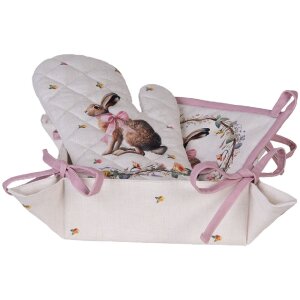 Kosz na chleb Clayre & Eef, 35x35x8 cm, beżowo-brązowy, kwadratowy