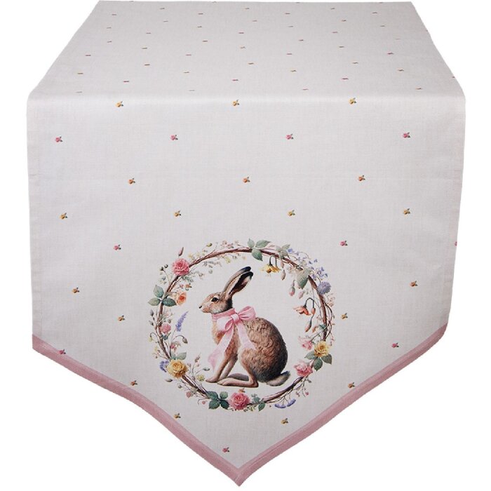 Podkład stołowy Clayre & Eef 50x160 cm, beżowo-brązowy, bawełniany