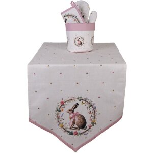 Podkład stołowy Clayre & Eef 50x160 cm, beżowo-brązowy, bawełniany