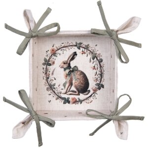 Kosz na chleb Clayre & Eef, beżowo-brązowy, 35x35x8 cm