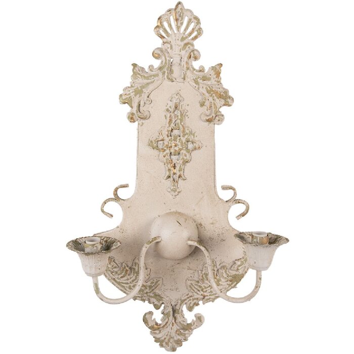 Lampa na ścianę Clayre & Eef 5LMP380, beżowo-zielona, 40x18x70 cm, E14, max 2x25W