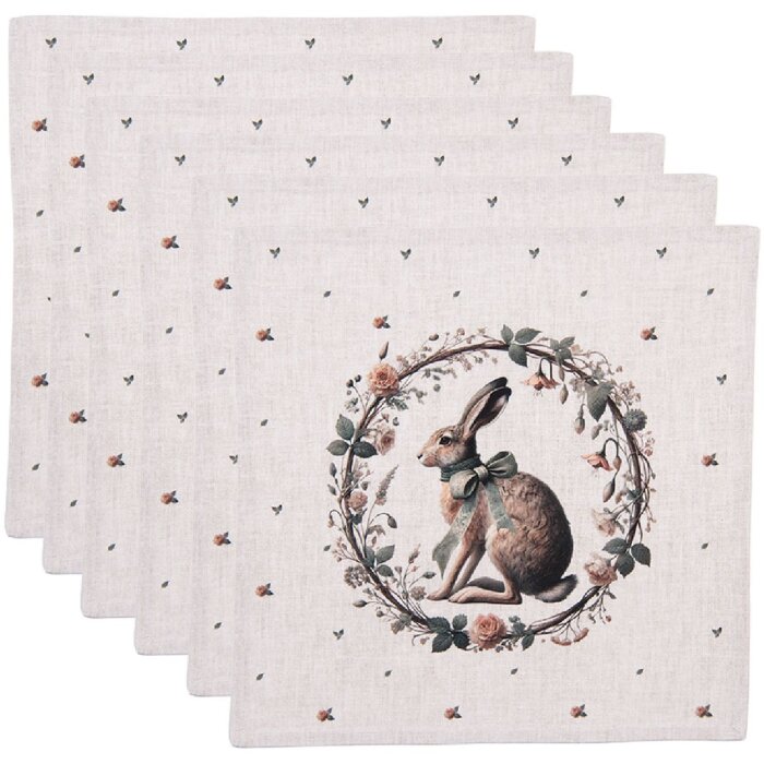 Serwetki Clayre & Eef NLE43, 6 szt., 40x40 cm, beżowo-brązowe