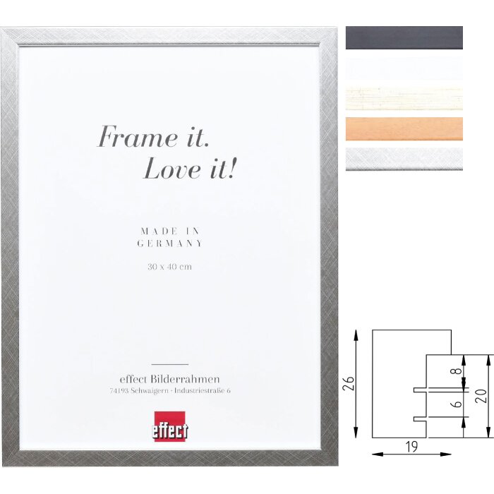 Ściana lustrzana z drewna Effect Profil 58 – elegancka ramka w 4 kolorach