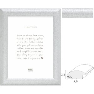 Ramka drewniana Deknudt S97DD7 – srebrna, szkło...