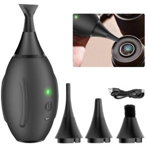 Elektryczny wietrak do czyszczenia Lensgo – 4 kPa, USB-C, 4 dysze, uchwyt silikonowy