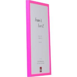 Ramka na zdjęcia z drewna neon-pink 10x10 cm z szkłem muzealnym