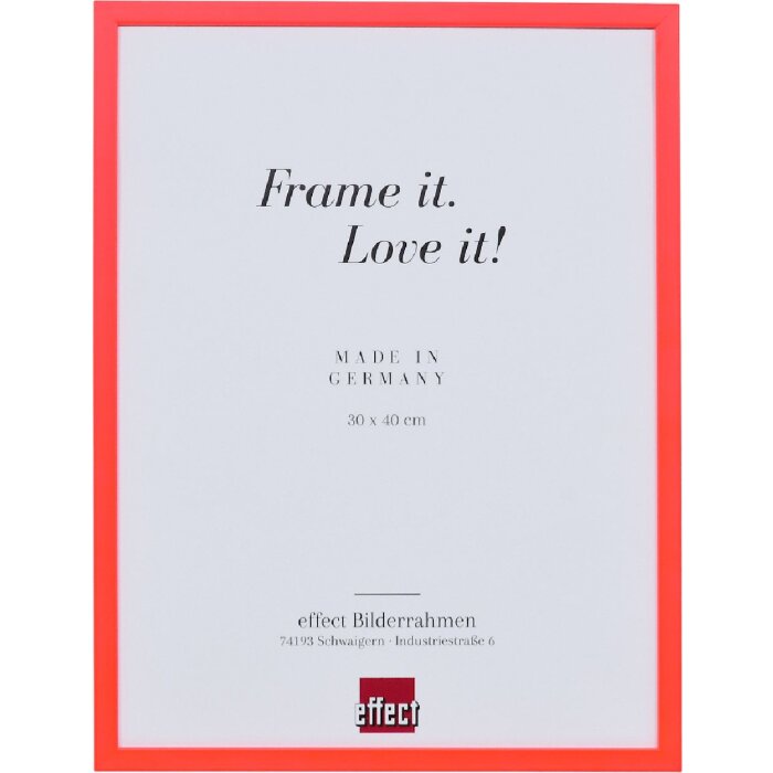 Ramka na zdjęcia z drewna „Effect” z profilu neonowo-czerwonego 25x60 cm, szkło akrylowe