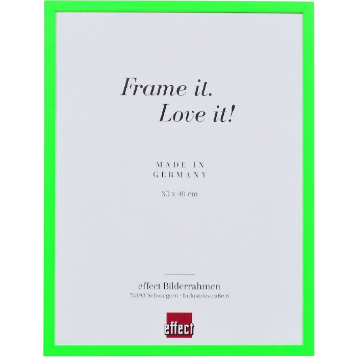 Ramka na zdjęcia z drewna, neonowo-zielona, 28x35 cm, z szkłem antyrefleksowym