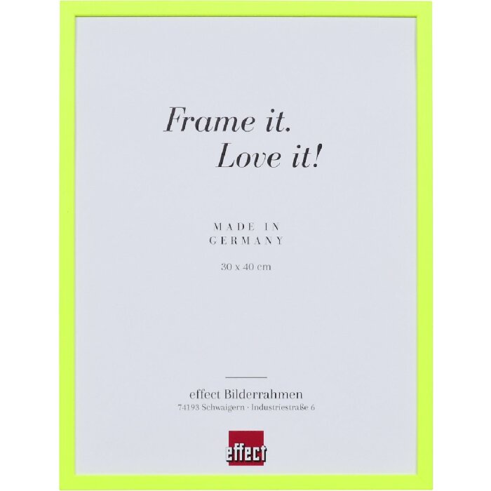 Ramka na zdjęcia z drewna, profil neon żółty, 15x20 cm, szkło akrylowe