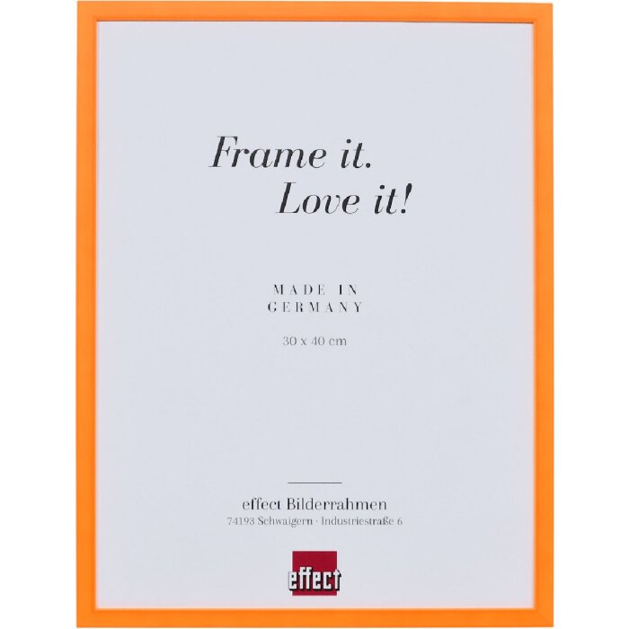 Ramka na zdjęcia z drewna „Effect” – neonowo-pomarańczowy profil 13x18 cm, szkło akrylowe