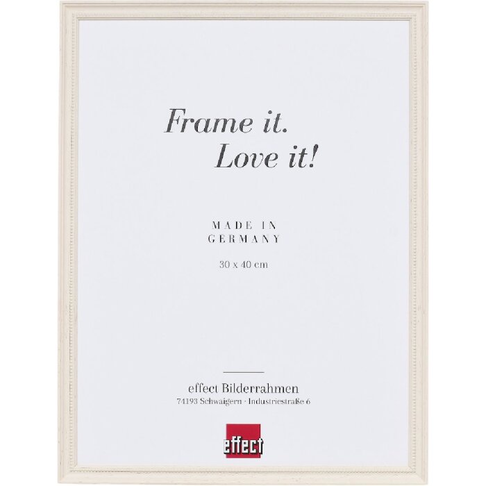 Ramka na zdjęcia z drewna Effect Profil 2440, biała, 40x60 cm, z szkłem antyrefleksowym