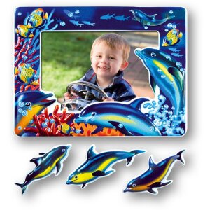 ZEP Naklejka ścienna Delfiny Ramka na zdjęcia 10x15 cm