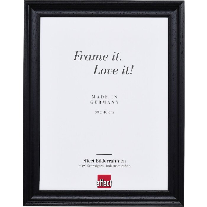 Ramka drewniana Effect Profil 2420 – 21x29,7 cm, czarna, z szkłem muzealnym
