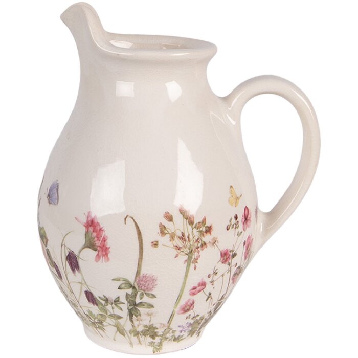 Kanne ceramiczna Clayre & Eef, beżowo-różowa, 16x12x19 cm – dekoracja wnętrz