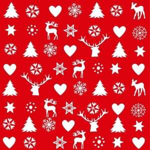 Serwetki papierowe Symbole świąteczne-czerwone