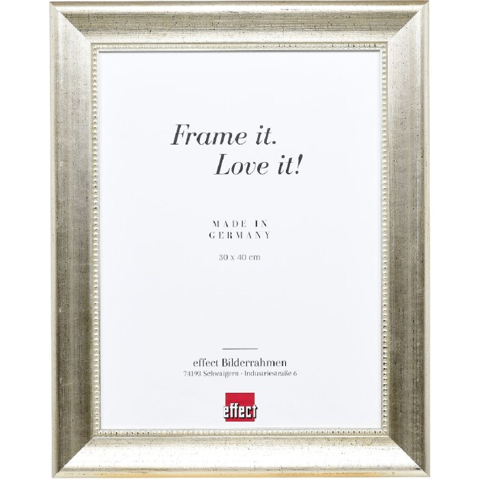 Ramka na zdjęcia z drewna Profil 95 srebrna 60x90 cm z szkłem muzealnym