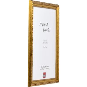 Ramka na zdjęcia z drewna w stylu barokowym, antyk złoty, szkło akrylowe 10x10 cm