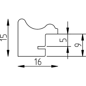 Ramka drewniana Effect Profil 25, szara, 25x50 cm z szkłem akrylowym