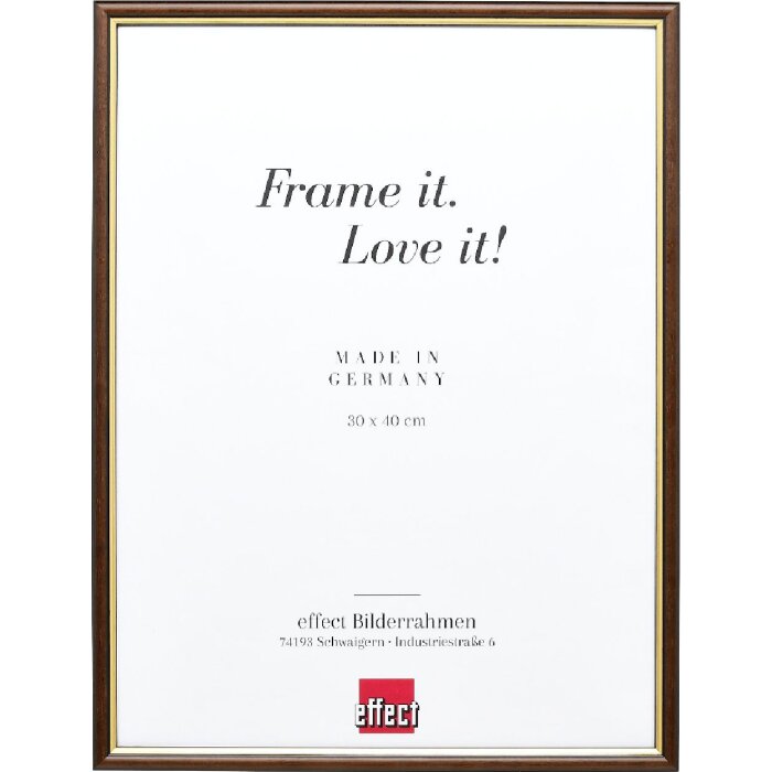 Rama z drewna solidnego Profil 23, 25x50 cm, brązowa z szkłem muzealnym