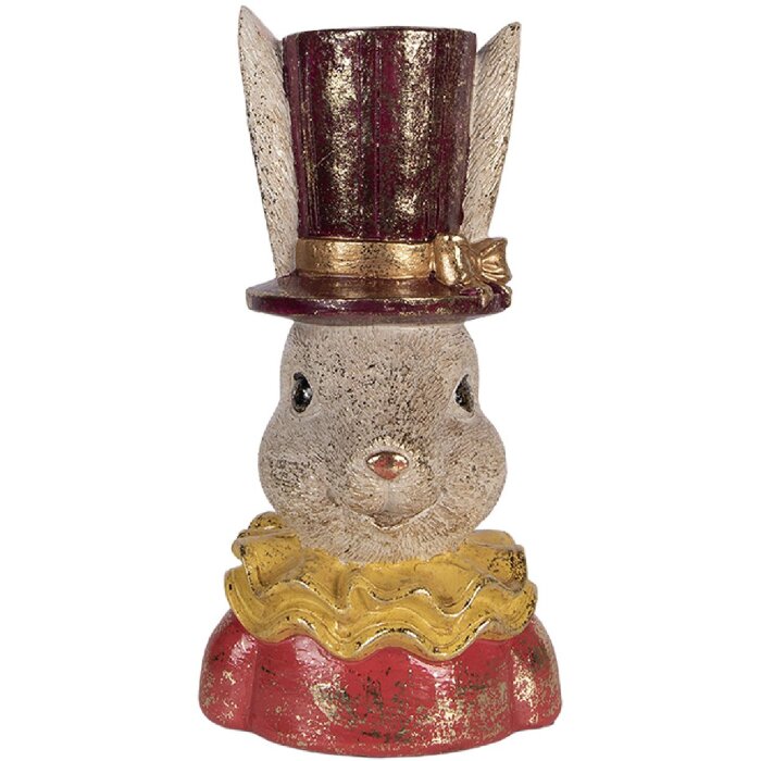 Bustka z królikiem Clayre & Eef – beżowo-różowa dekoracja do salonu 16x13x29 cm