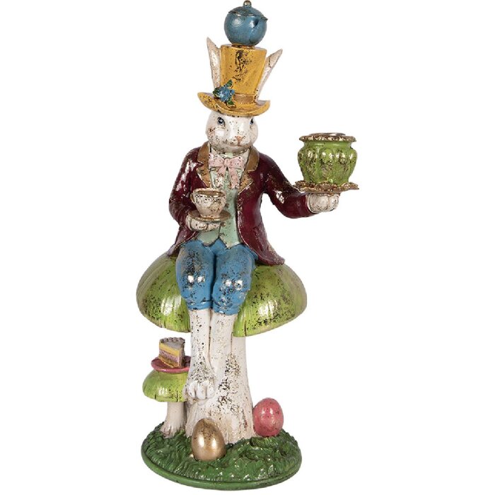 Świecznik w kształcie królika Clayre & Eef – kolorowa dekoracja na Wielkanoc i wiosnę 41 cm