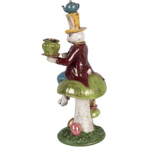 Świecznik w kształcie królika Clayre & Eef – kolorowa dekoracja na Wielkanoc i wiosnę 41 cm