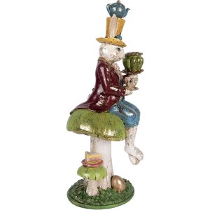 Świecznik w kształcie królika Clayre & Eef – kolorowa dekoracja na Wielkanoc i wiosnę 41 cm