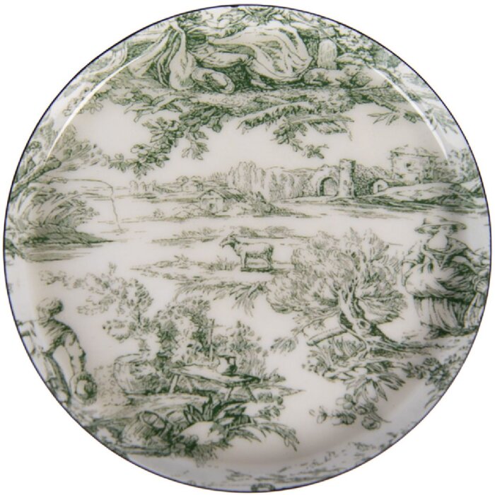 Podstawki na kufry Clayre & Eef Ø 11 cm x 1 cm, białe z zielonymi akcentami