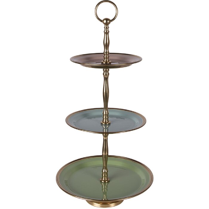 Clayre & Eef 66425 Etagere Ø 27x51 cm in Grün-Rosa mit 3 Etagen