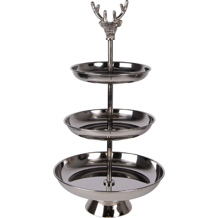 Regał Clayre & Eef 6AL0079 – minimalistyczny, srebrny, 3-poziomowy, Ø 26 x 48 cm