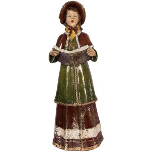 4-częściowa dekoracja świąteczna Clayre & Eef Weihnachtschor z poliresynu, 13x13x34 cm, czerwono-zielona