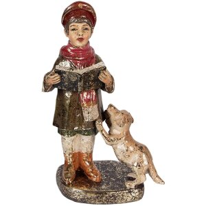 4-częściowa dekoracja świąteczna Clayre & Eef Weihnachtschor z poliresynu, 13x13x34 cm, czerwono-zielona