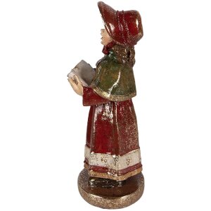 4-częściowa dekoracja świąteczna Clayre & Eef Weihnachtschor z poliresynu, 13x13x34 cm, czerwono-zielona