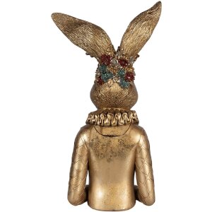 Clayre & Eef 6PR6057 Dekoracja ścienna w kształcie głowy królika złoto-zielona 27x17x49 cm
