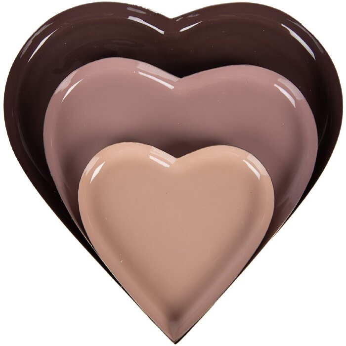 Zestaw 3 dekoracyjnych misek Clayre & Eef w kolorze różowym Ø 24/19/13 cm