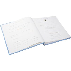 Album zdjęć niemowlęcych Goldbuch Wolkenpoesie Blau – delikatne płótno, chmury, korona, 60 stron z pergaminem