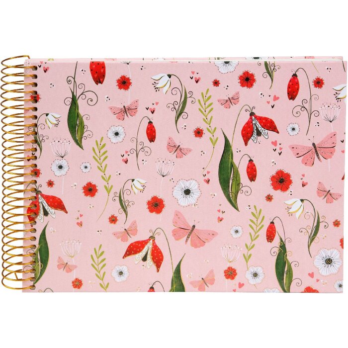 Album spiralny Goldbuch Secret Garden – różowy, 23x17 cm, z reliefem i motywem kwiatowym
