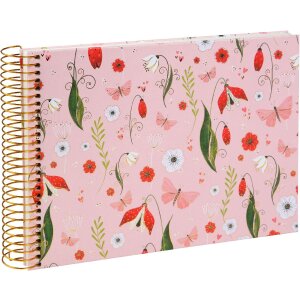Album spiralny Goldbuch Secret Garden – różowy, 23x17 cm, z reliefem i motywem kwiatowym