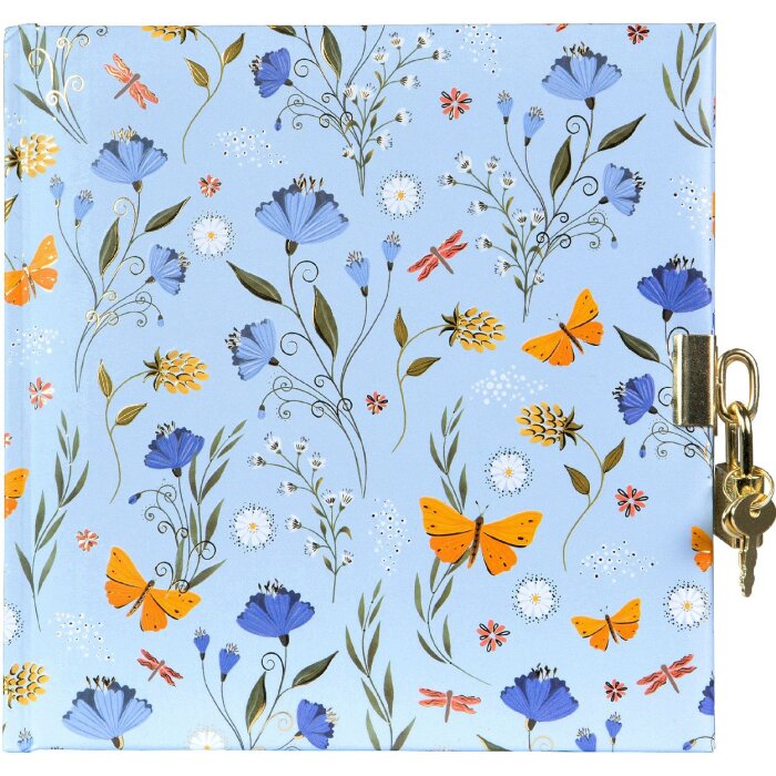 Dziennik Goldbuch Secret Garden Blue – 16,5 x 16,5 cm, 96 kartek, złota wypukłość
