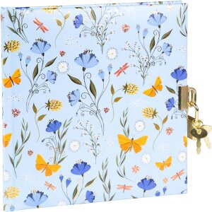 Dziennik Goldbuch Secret Garden Blue – 16,5 x 16,5 cm, 96 kartek, złota wypukłość