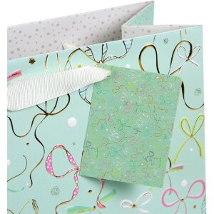 Tasza na prezenty Goldbuch Ribboné mint 30x21 cm z wypukłością złota