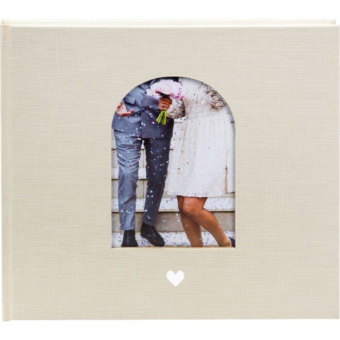 Książka gości Goldbuch Herzensmoment – beżowa, 24x22 cm, z materiału lnu